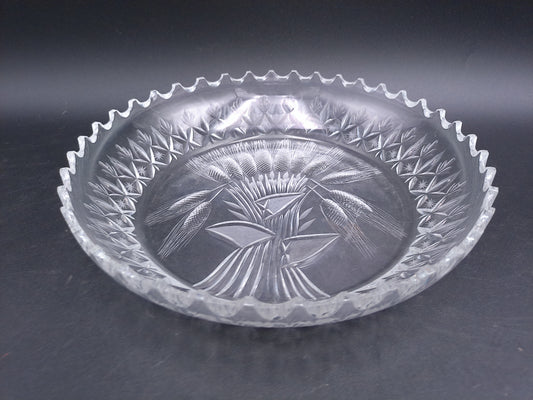 Clear Crystal Glass Depression Star Scallop Salad Bread Plate Vintage
