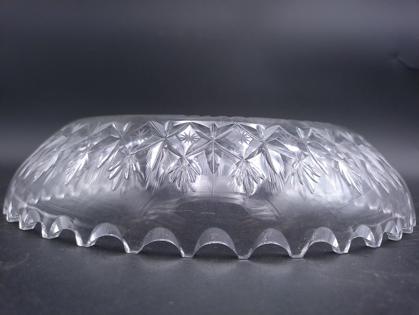 Clear Crystal Glass Depression Star Scallop Salad Bread Plate Vintage