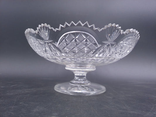 Crystal Glass Bowl Glass Compote Pedestal Bowl Vintage