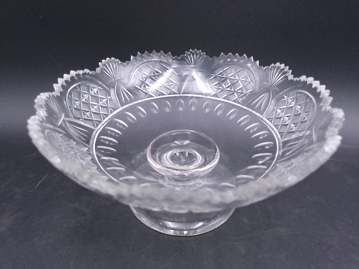 Crystal Glass Bowl Glass Compote Pedestal Bowl Vintage