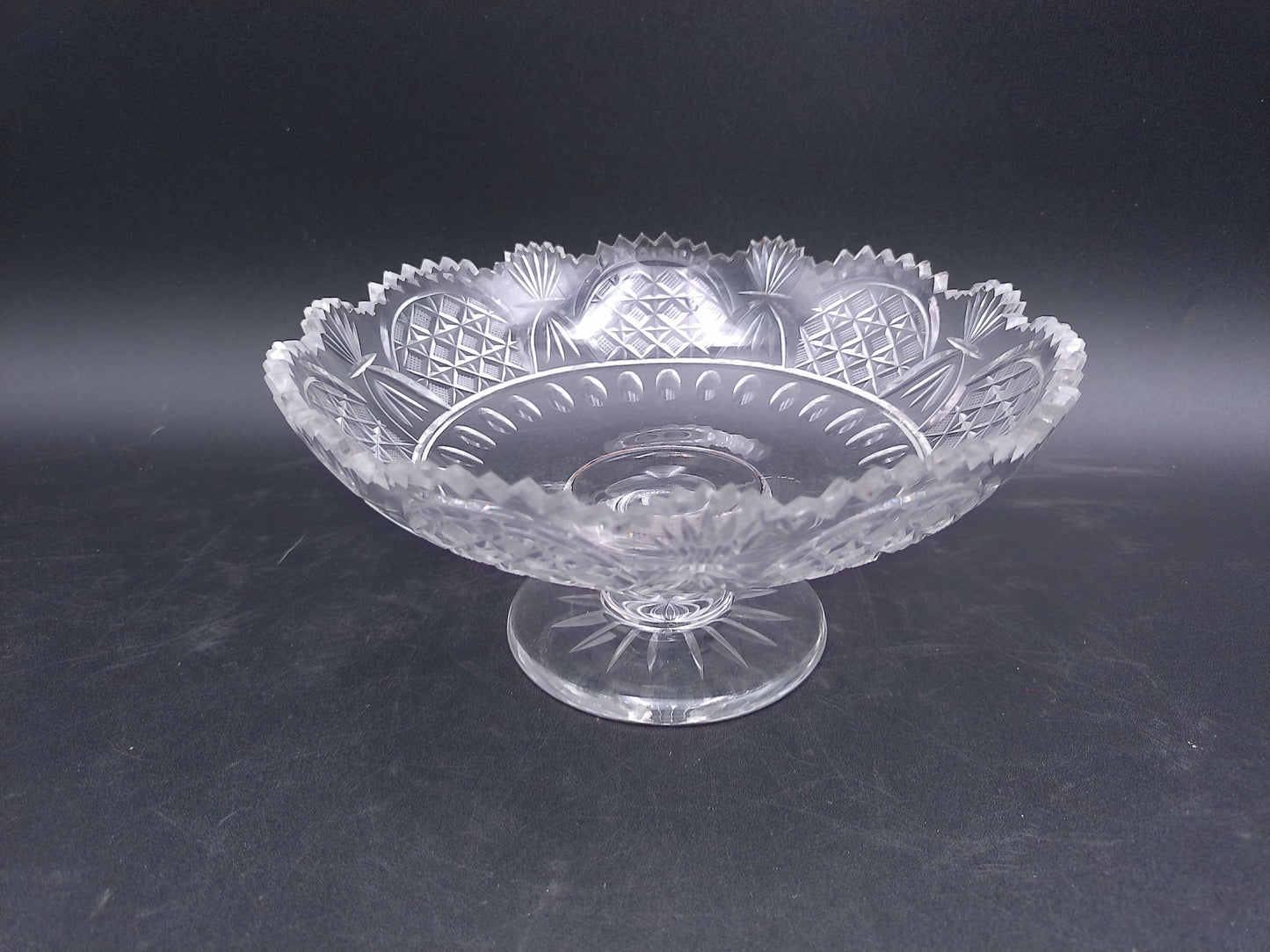 Crystal Glass Bowl Glass Compote Pedestal Bowl Vintage