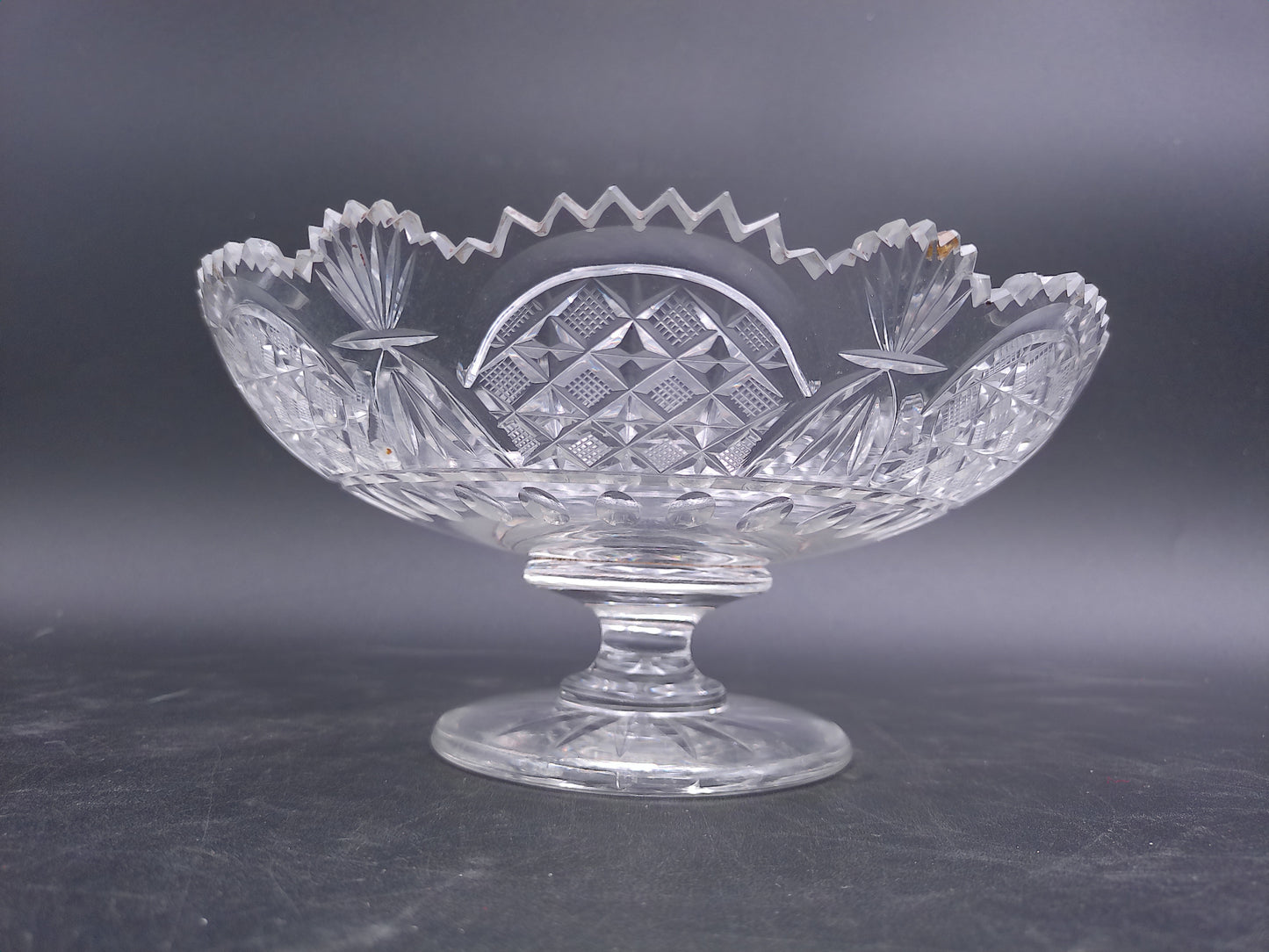 Crystal Glass Bowl Glass Compote Pedestal Bowl Vintage