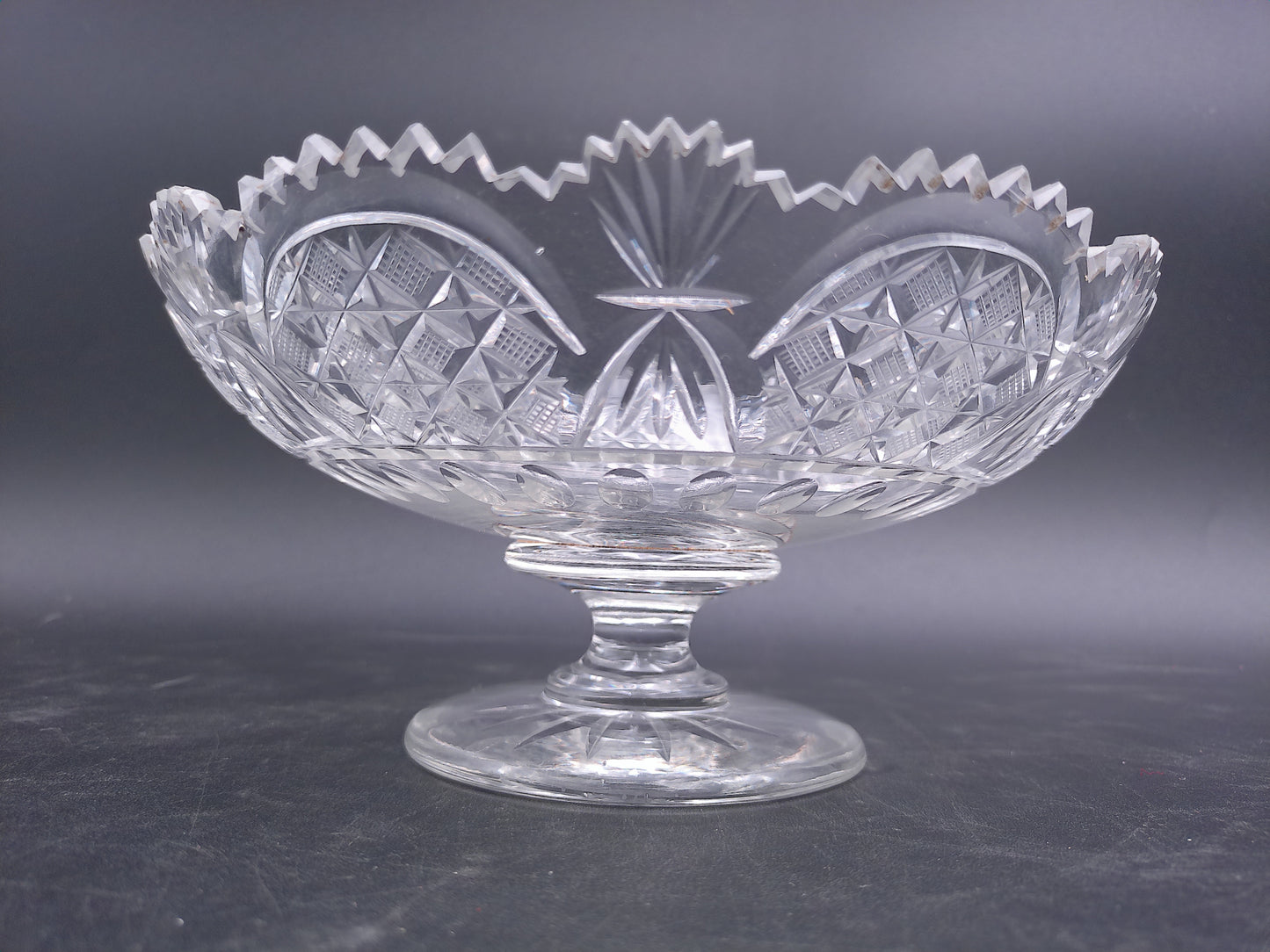 Crystal Glass Bowl Glass Compote Pedestal Bowl Vintage