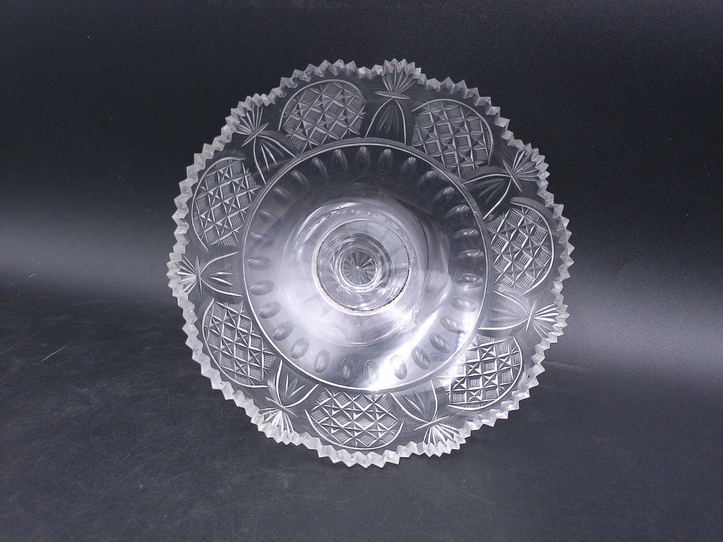 Crystal Glass Bowl Glass Compote Pedestal Bowl Vintage