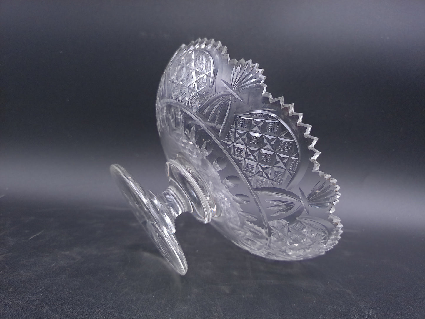 Crystal Glass Bowl Glass Compote Pedestal Bowl Vintage