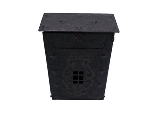 Vintage Tudor Style Black Cast Iron Mailbox Lockable