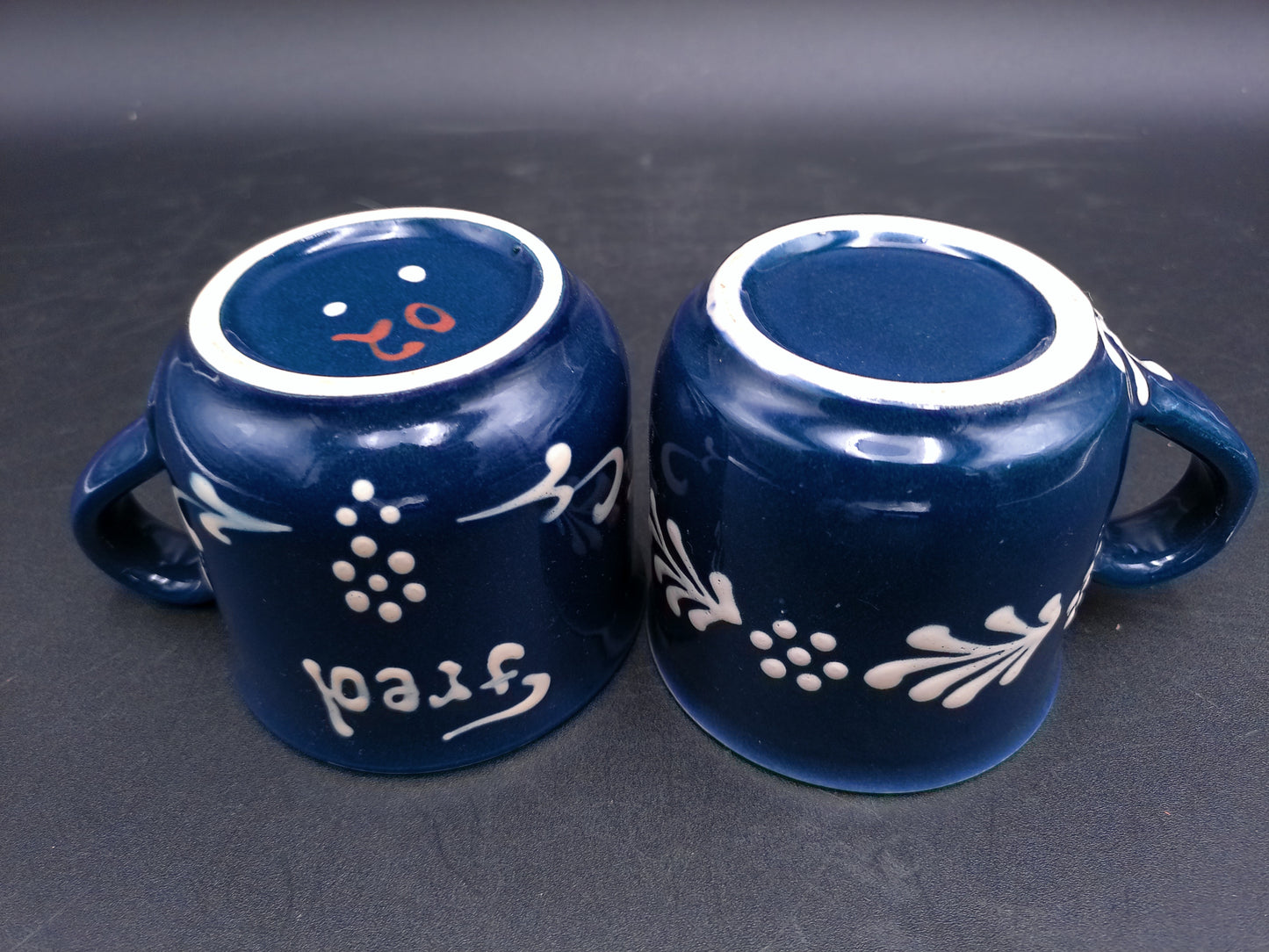 Coffee Cups Karl and Fred  Painted on Cups