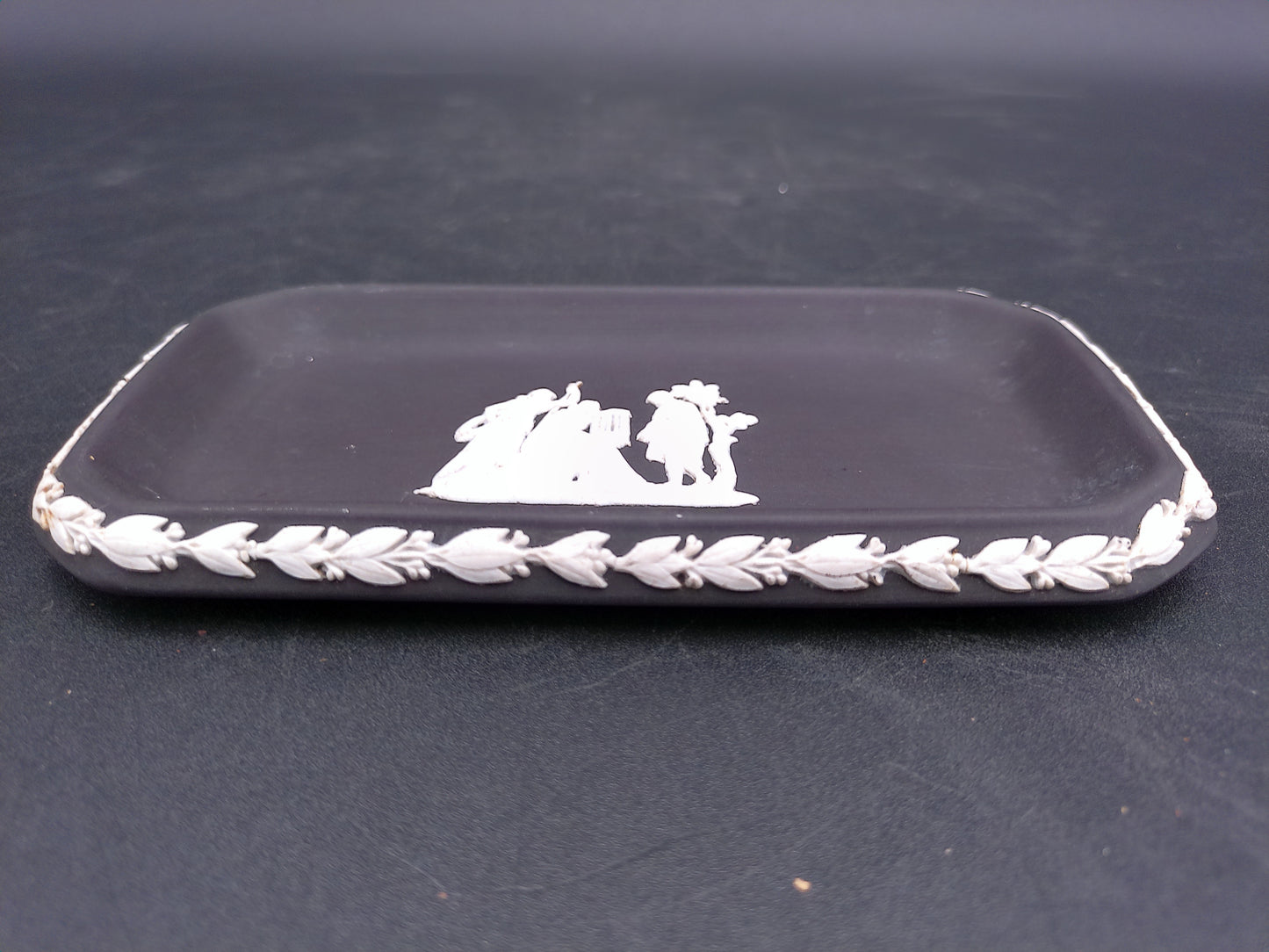 Wedgwood Black Jasperware Rectangular Tray Dish Made in  England