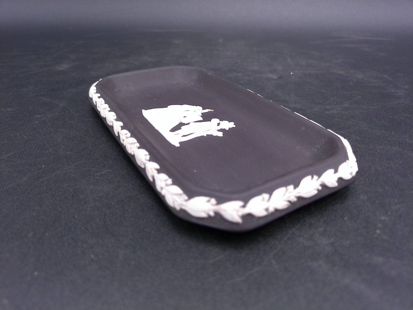 Wedgwood Black Jasperware Rectangular Tray Dish Made in  England