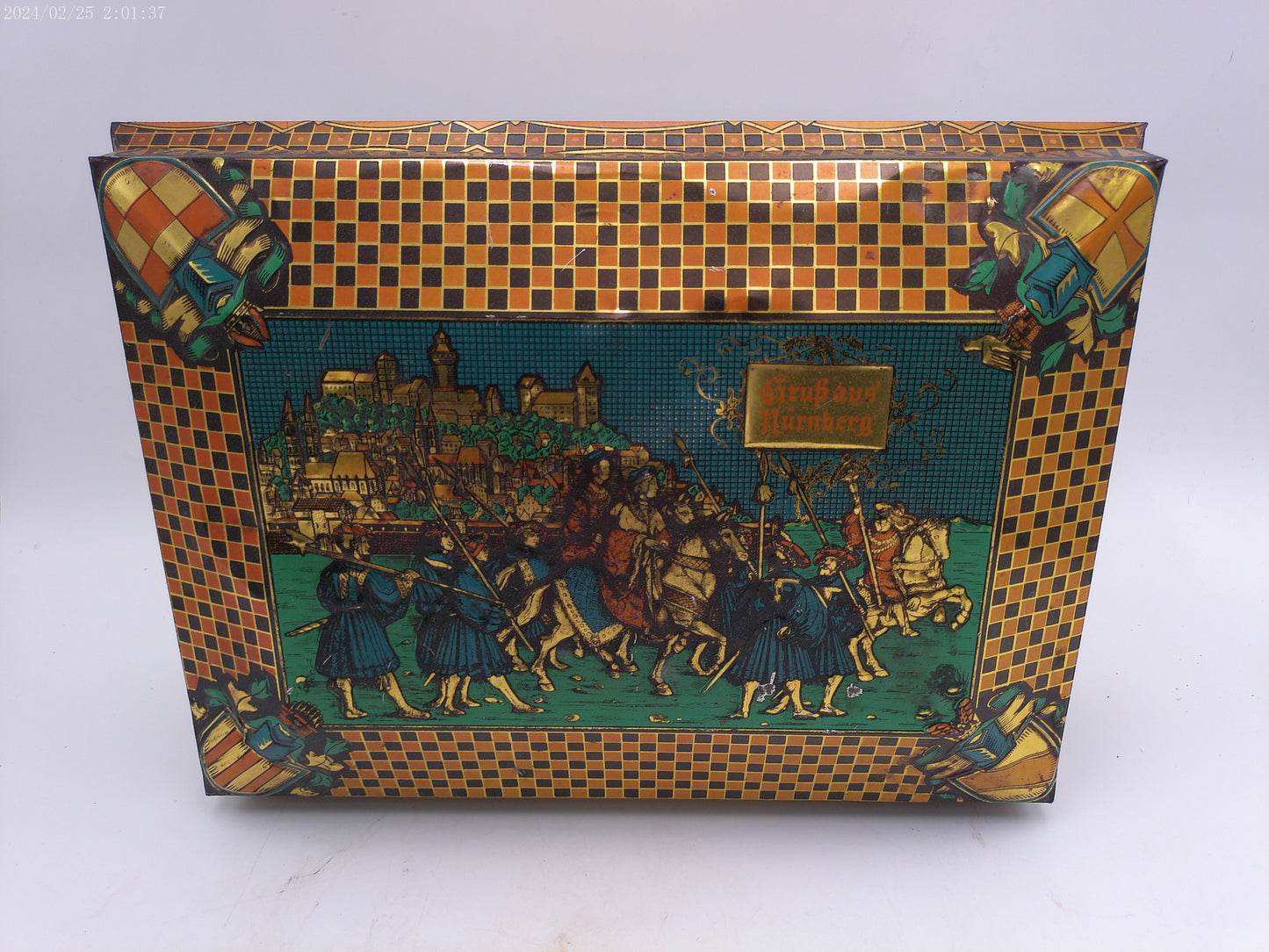 Antique Vintage Large German Biscuit Cookie Tin Nurnberg E. Otto Schmidt