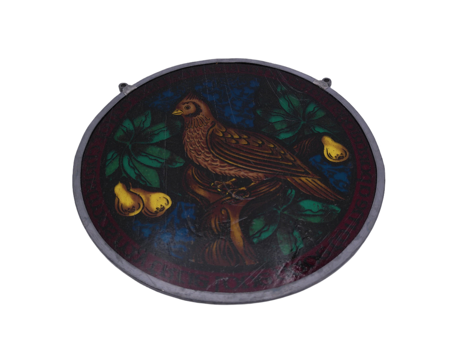glass painted Decoration Partridge and a pair tree Christmas