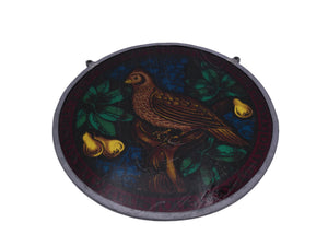 glass painted Decoration Partridge and a pair tree Christmas