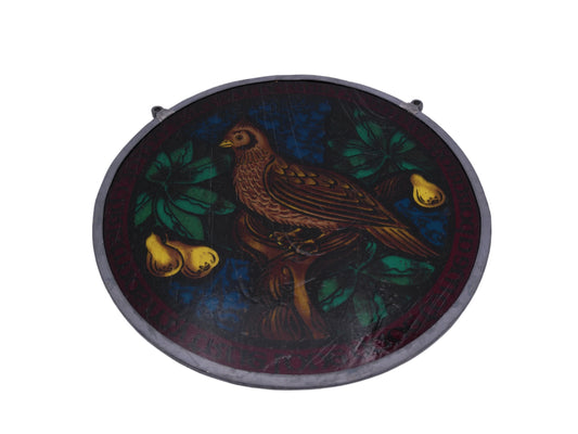 glass painted Decoration Partridge and a pair tree Christmas