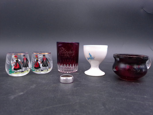 Glass Cups Decorative Lot of 5 Vintage Mixed Lot