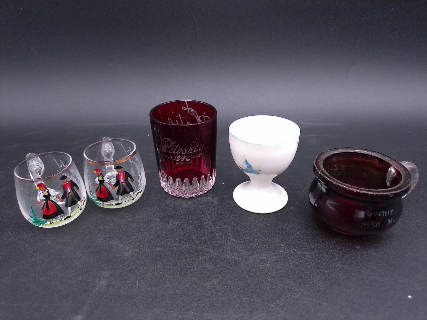 Glass Cups Decorative Lot of 5 Vintage Mixed Lot