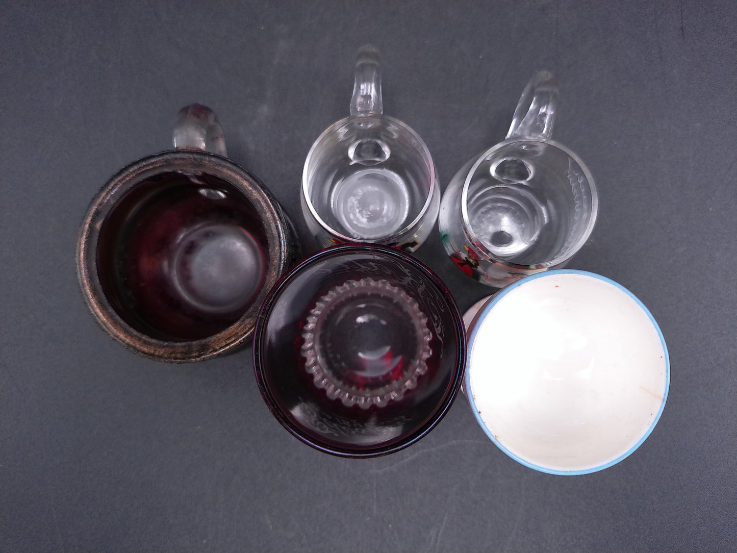 Glass Cups Decorative Lot of 5 Vintage Mixed Lot