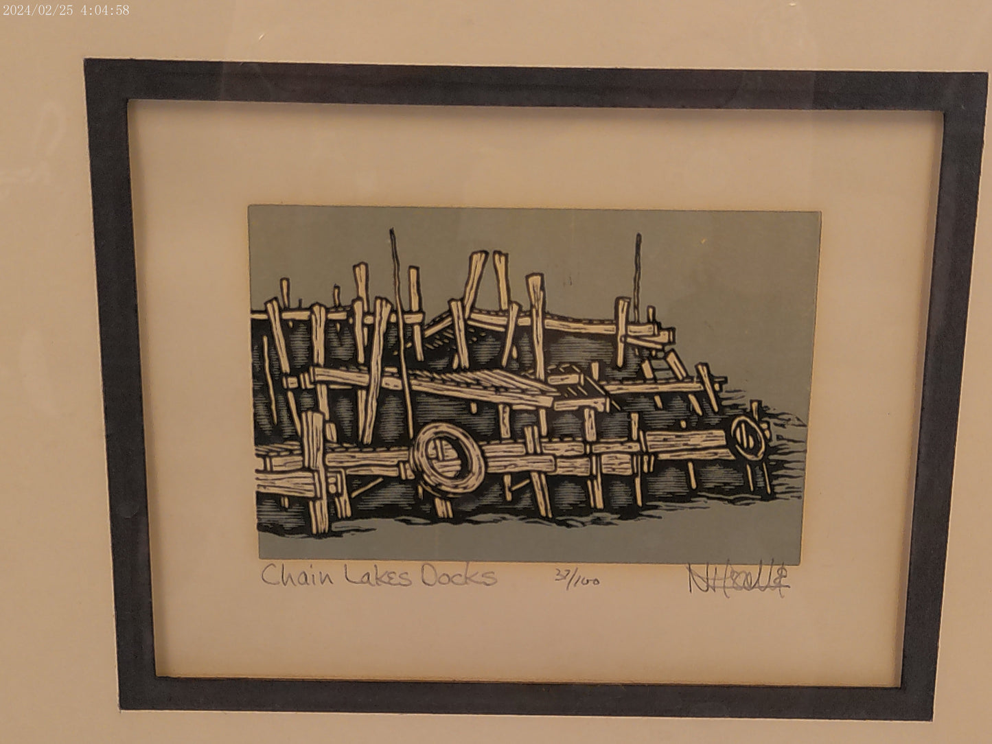 Art Chain Lakes Docks Print Framed