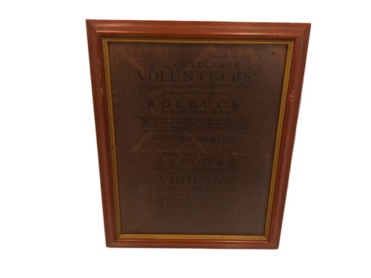 Art Antique Poster from December 10, 1777   Volunteers for ship Roebuck