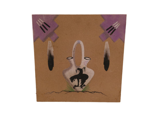 Art Wedding Vase End of the Trail Navajo "Pottery & Rug" Sand Painting Signed