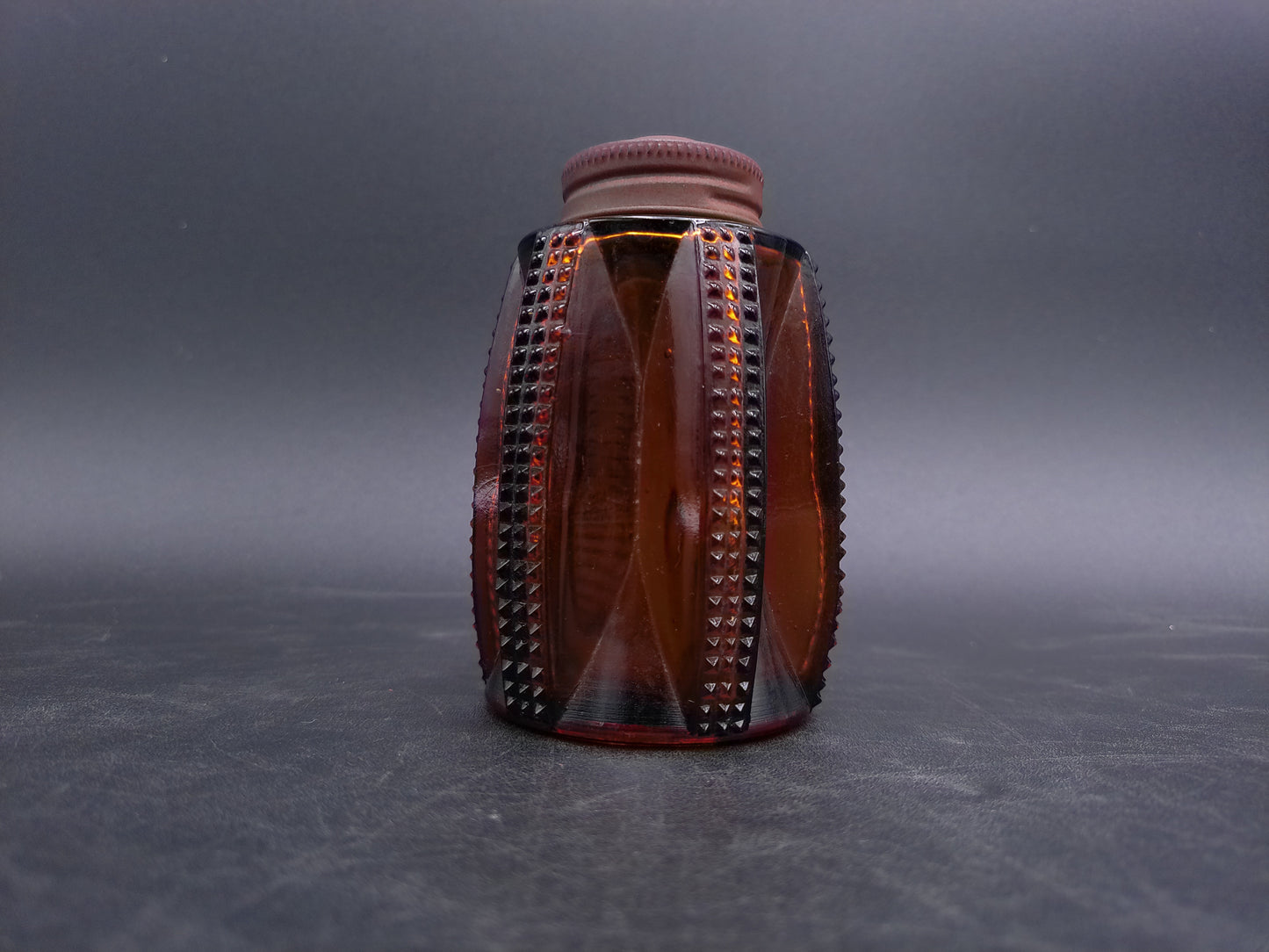 Small Glass Bottle with Metal Twist on Lid Vintage