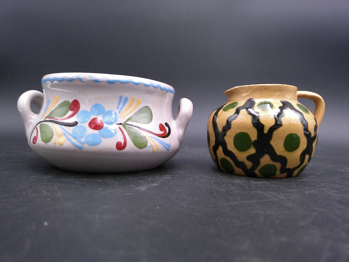 Beautiful Sugar Pot Bowl and Decorative Small Pitcher Vintage Duendorf