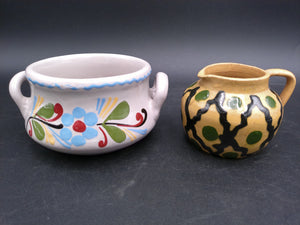 Beautiful Sugar Pot Bowl and Decorative Small Pitcher Vintage Duendorf