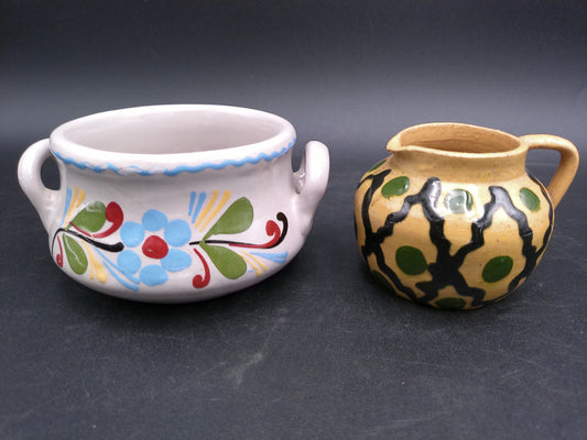 Beautiful Sugar Pot Bowl and Decorative Small Pitcher Vintage Duendorf