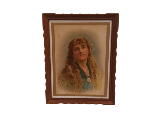 Art Vintage Young Girl  Painting Unique Beautiful frame