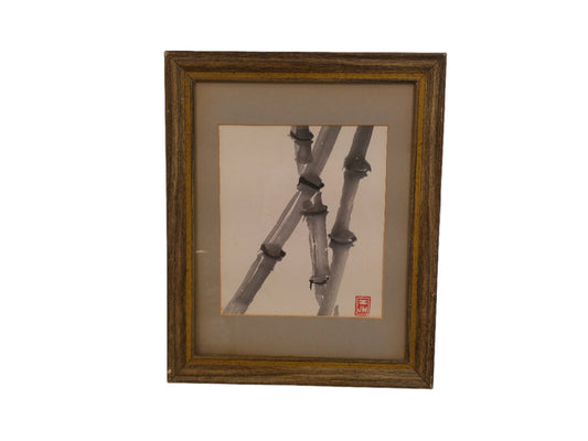Art Original Vintage Chinese Brush Painting of Bamboo Signed