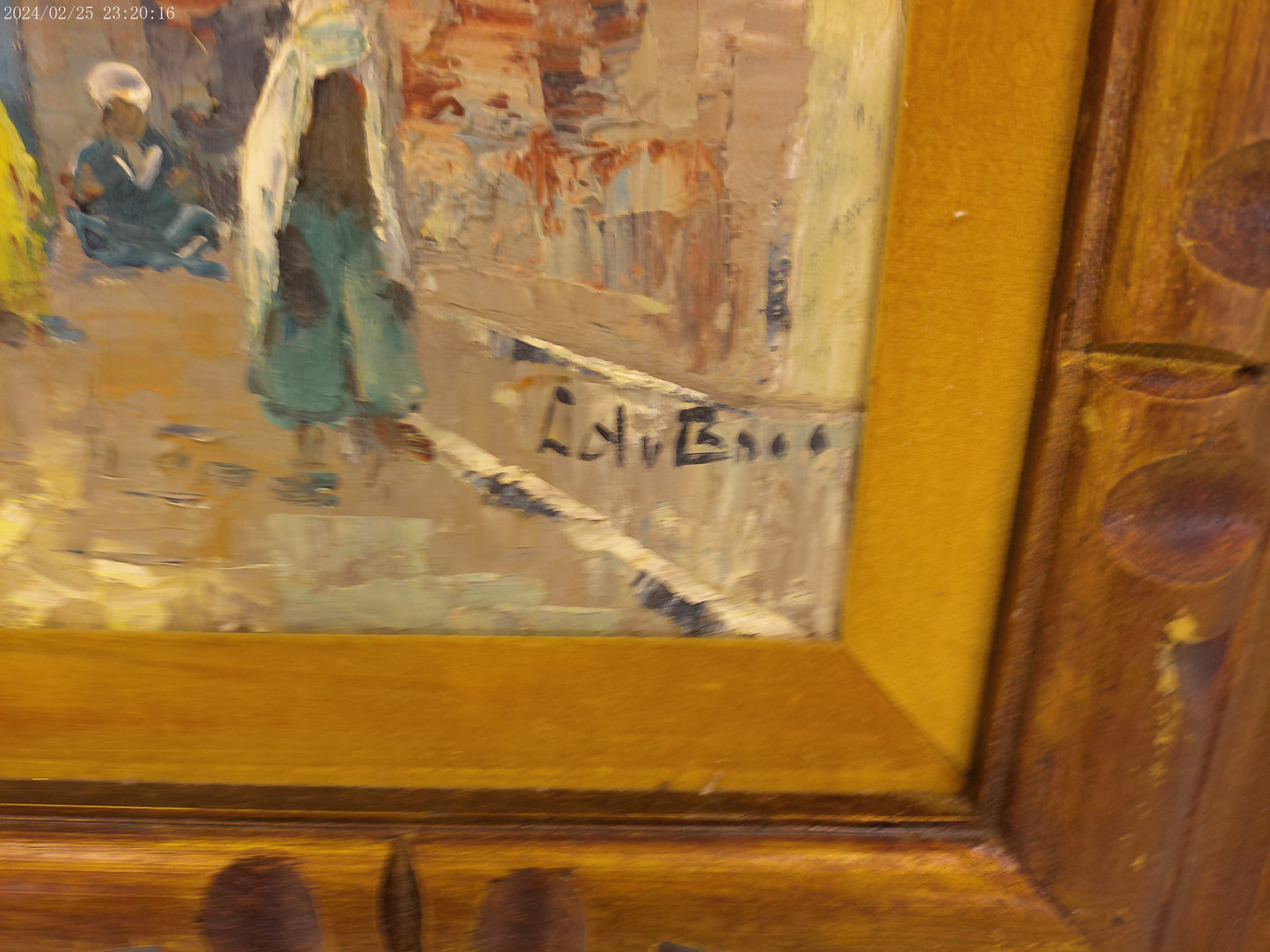 Art Oil Middle East Painting Cityscape Signed  unique craved  work frame