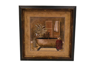Art Charlene  Olson Framed Print Wall Art Tub Towel Teapot Plant