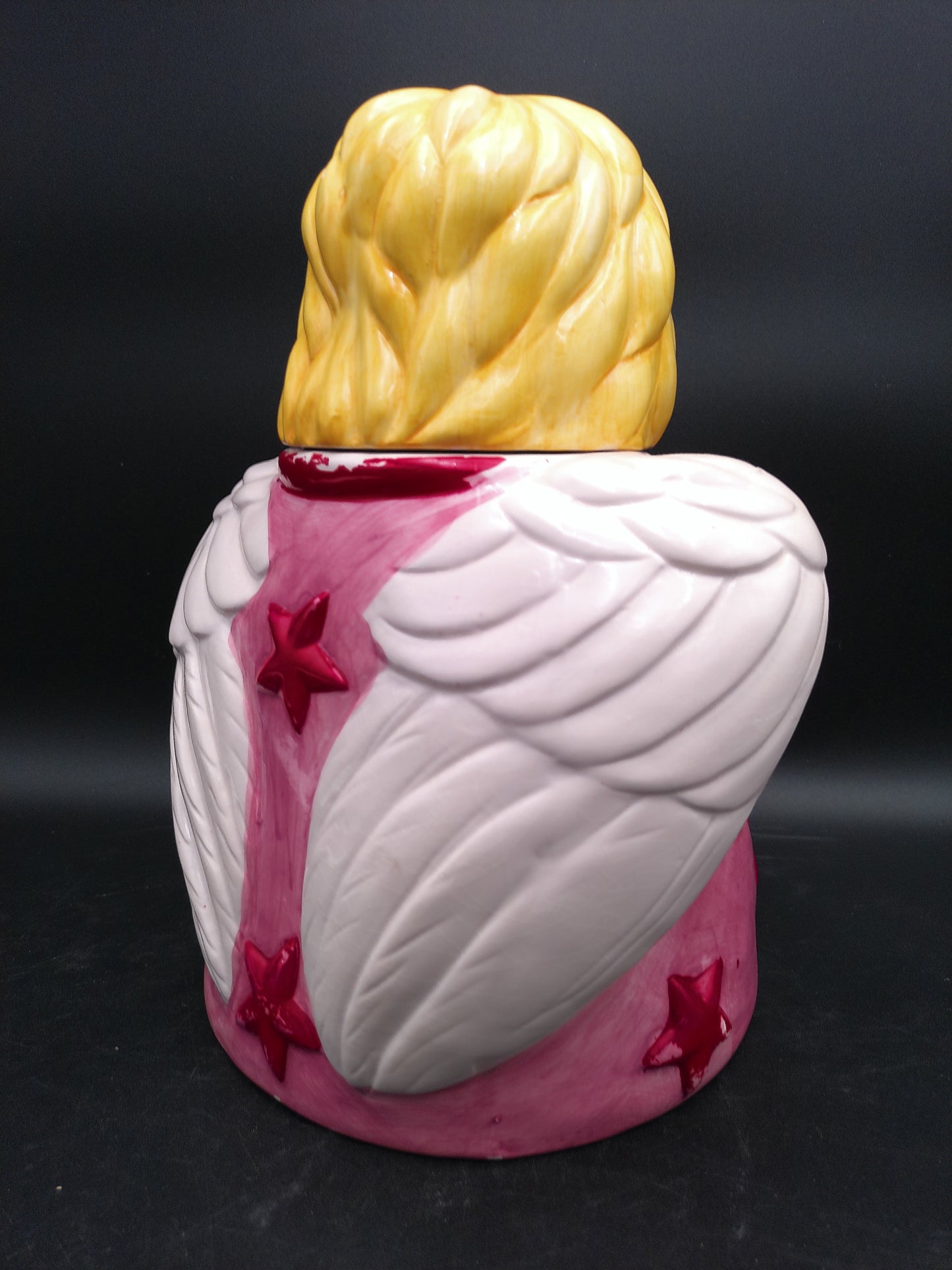 Angel Christmas Cookie Jar Holding Candle Vintage Ceramic Jar Rare