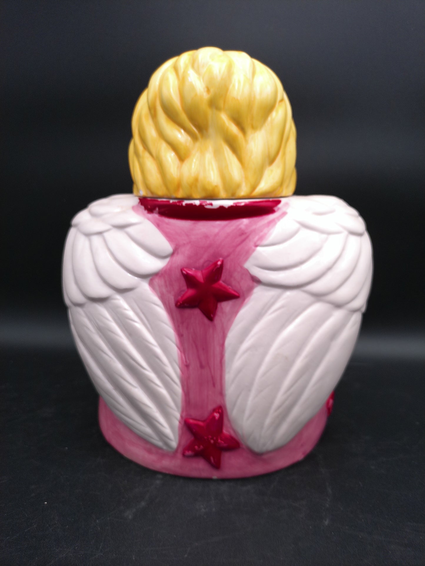 Angel Christmas Cookie Jar Holding Candle Vintage Ceramic Jar Rare