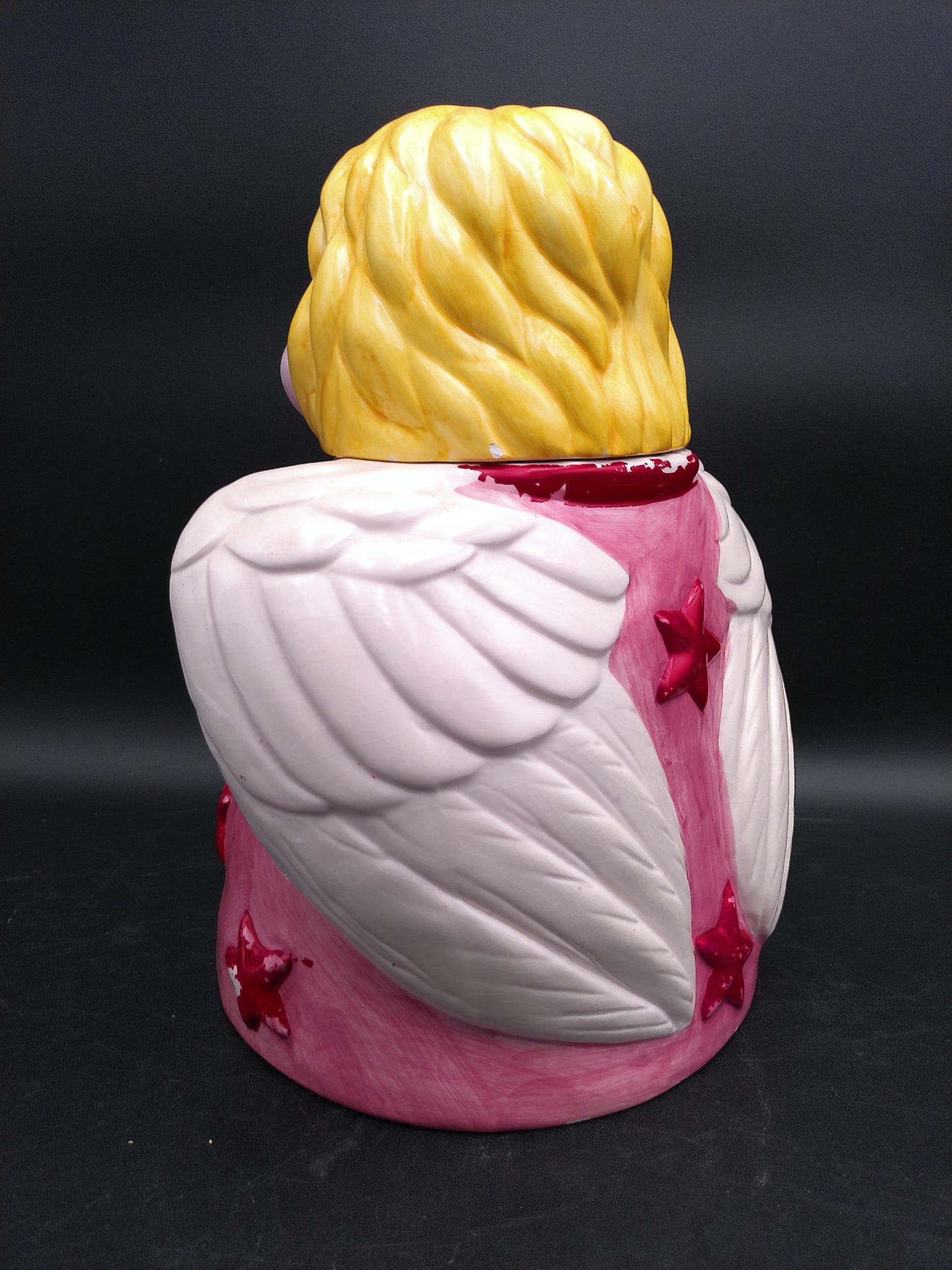 Angel Christmas Cookie Jar Holding Candle Vintage Ceramic Jar Rare