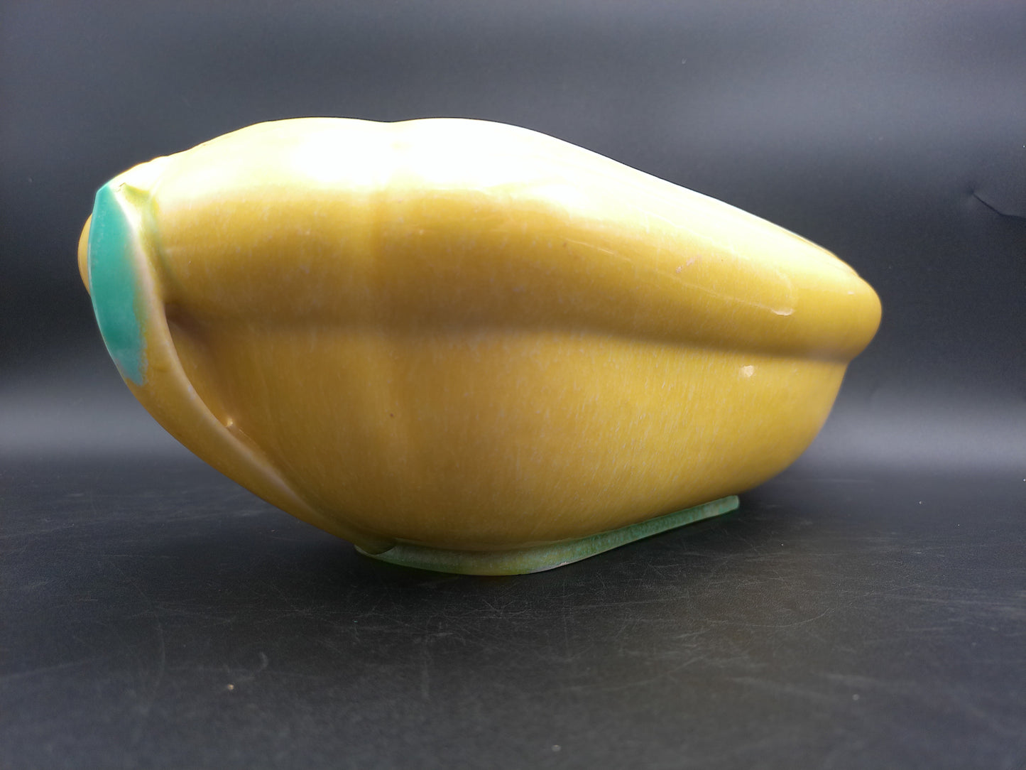 Dish Bowl Planter Ceramic Porcelain Green Oval Vintage Rare