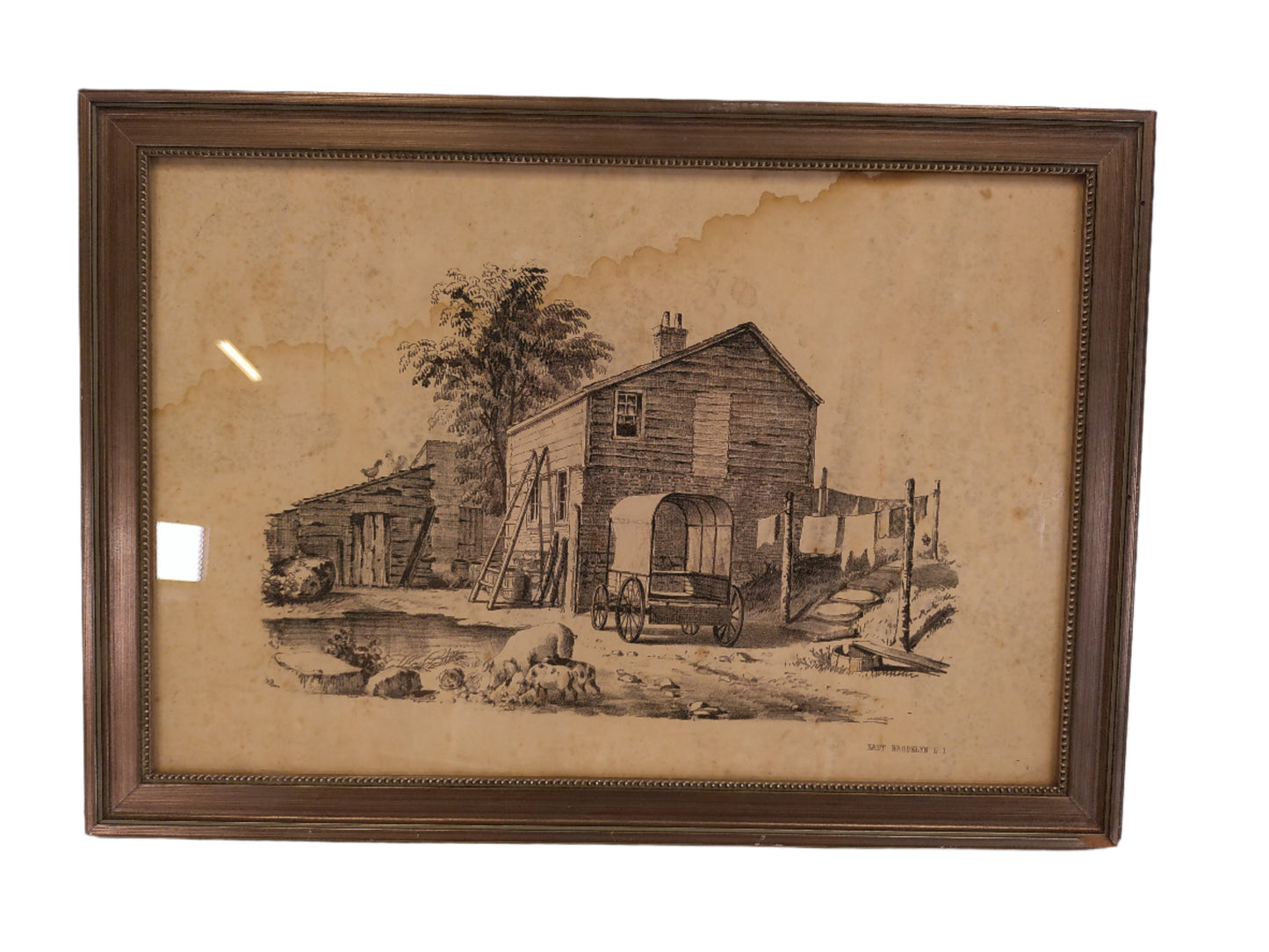 Art Lithograph East Brooklyn Farmhouse