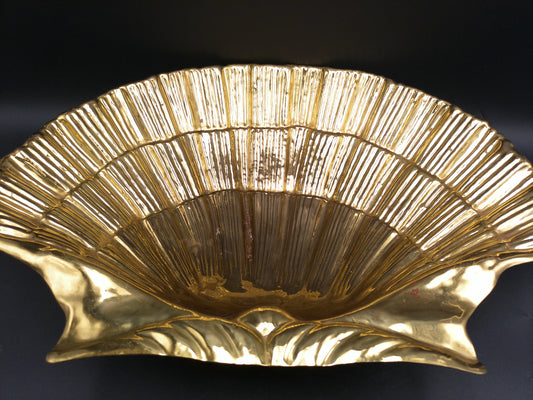 Valenti Silver Gold Colored Plate 20th Century Large Brass Shell  Made in Spain, Marked
