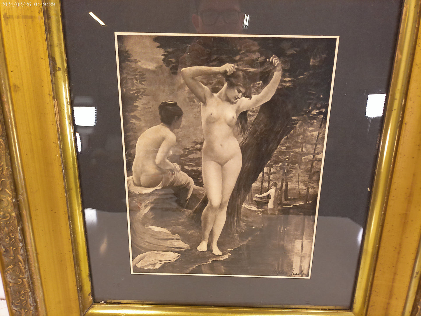 Art Stephen Jacobs signed Nude print Vintage