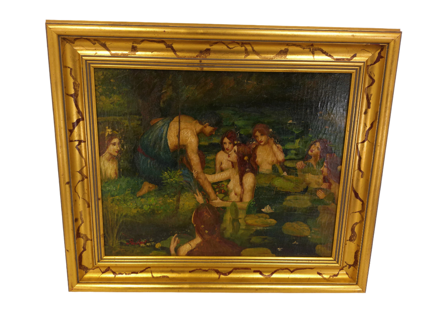 Art Signed By Relined  Hylas And The Nymphs   Nude Greek Mythology Art