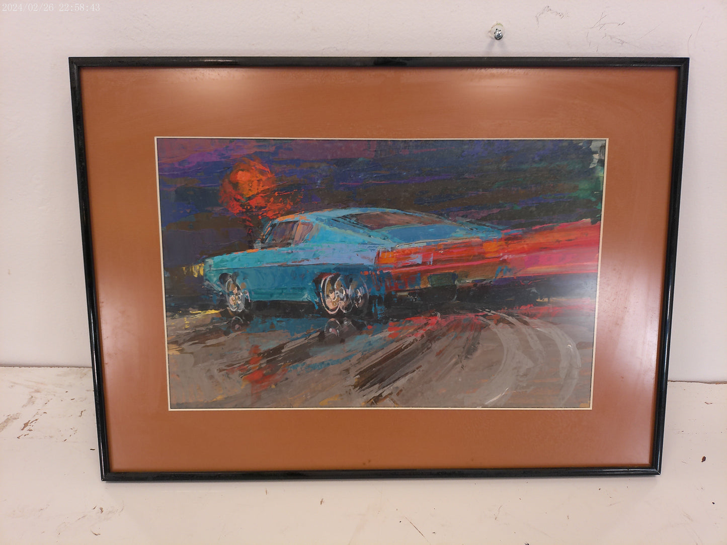 Art Painting of Muscle Car  Leroy Neiman Style