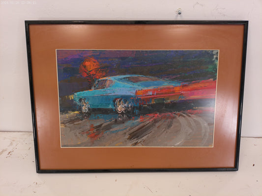 Art Painting of Muscle Car  Leroy Neiman Style
