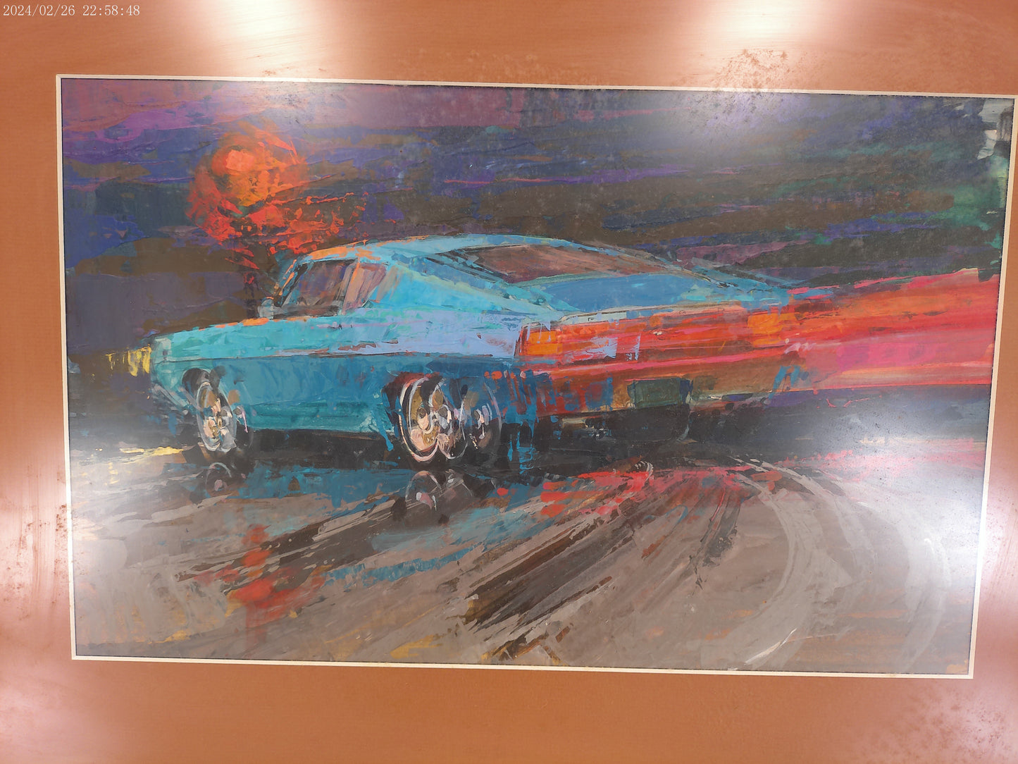 Art Painting of Muscle Car  Leroy Neiman Style