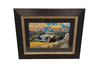 Art 1934 Packard Derham Motor Car Sign framed qwith Glass