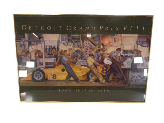 Art Detroit Grand Prix VIII 1989 Poster Print Framed with Glass Metal