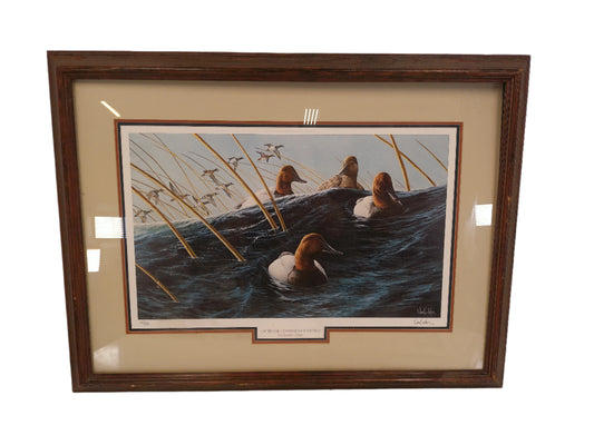 Art On the Rise Canvasbacks and Bluebills Painting By Don Van Gilder Signed print