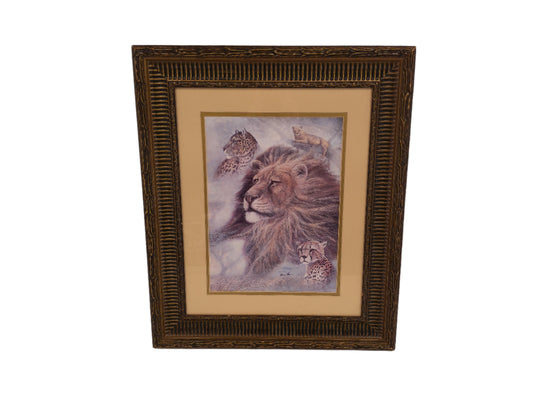 Art  Lion Large cats - beautifully framed signed print Ruane Manning
