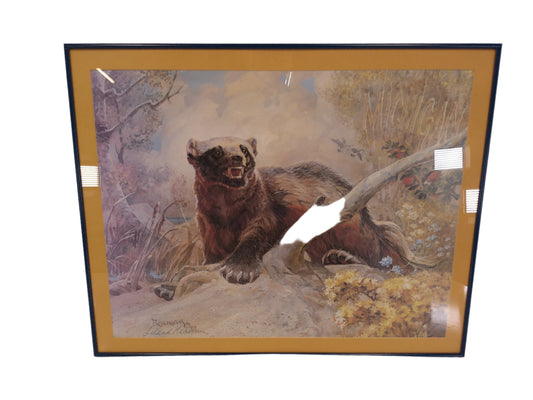 Art Famous Artist From Michigan Leland Beaman Signed Original Painting "The Wolverine"