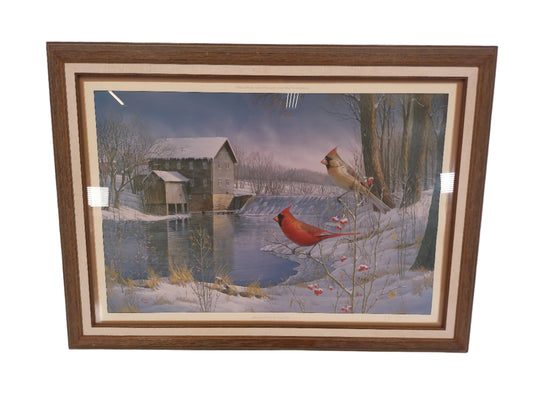 Art by Sam Timm signed  painting  Birds by a river