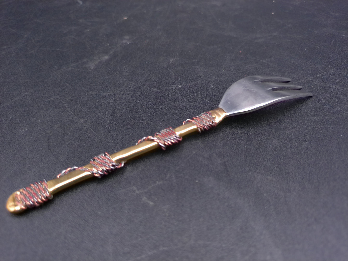 Group of 5 Decorative Dinner Cake Forks Gold Colored Vintage
