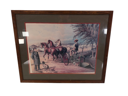 Art Horses Plowing Field picture Wood Framed